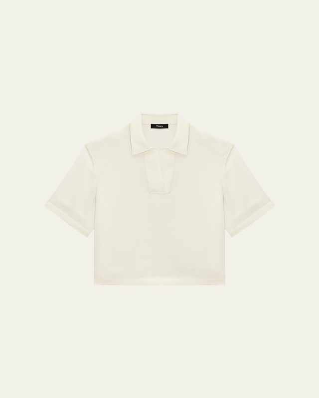 Short-Sleeve Silk Polo Top